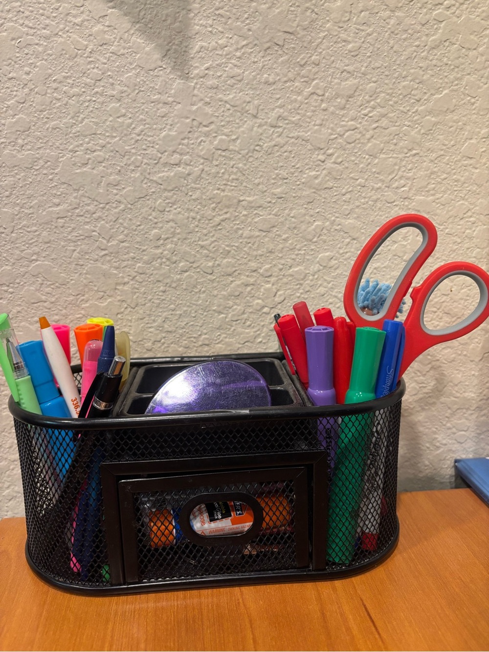 Black Mesh Desk Organizer Caddy - Home Office